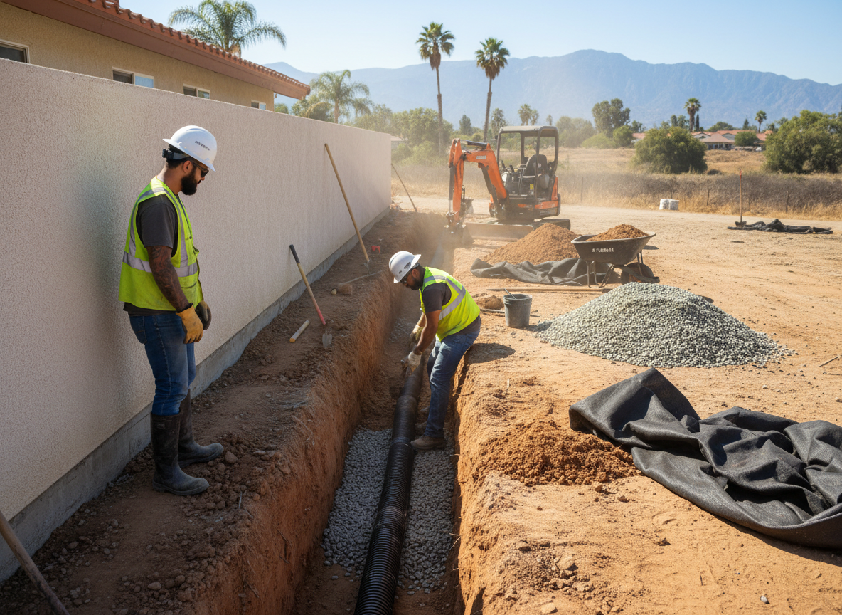Perimeter Drain Installation in San Bernardino, CA